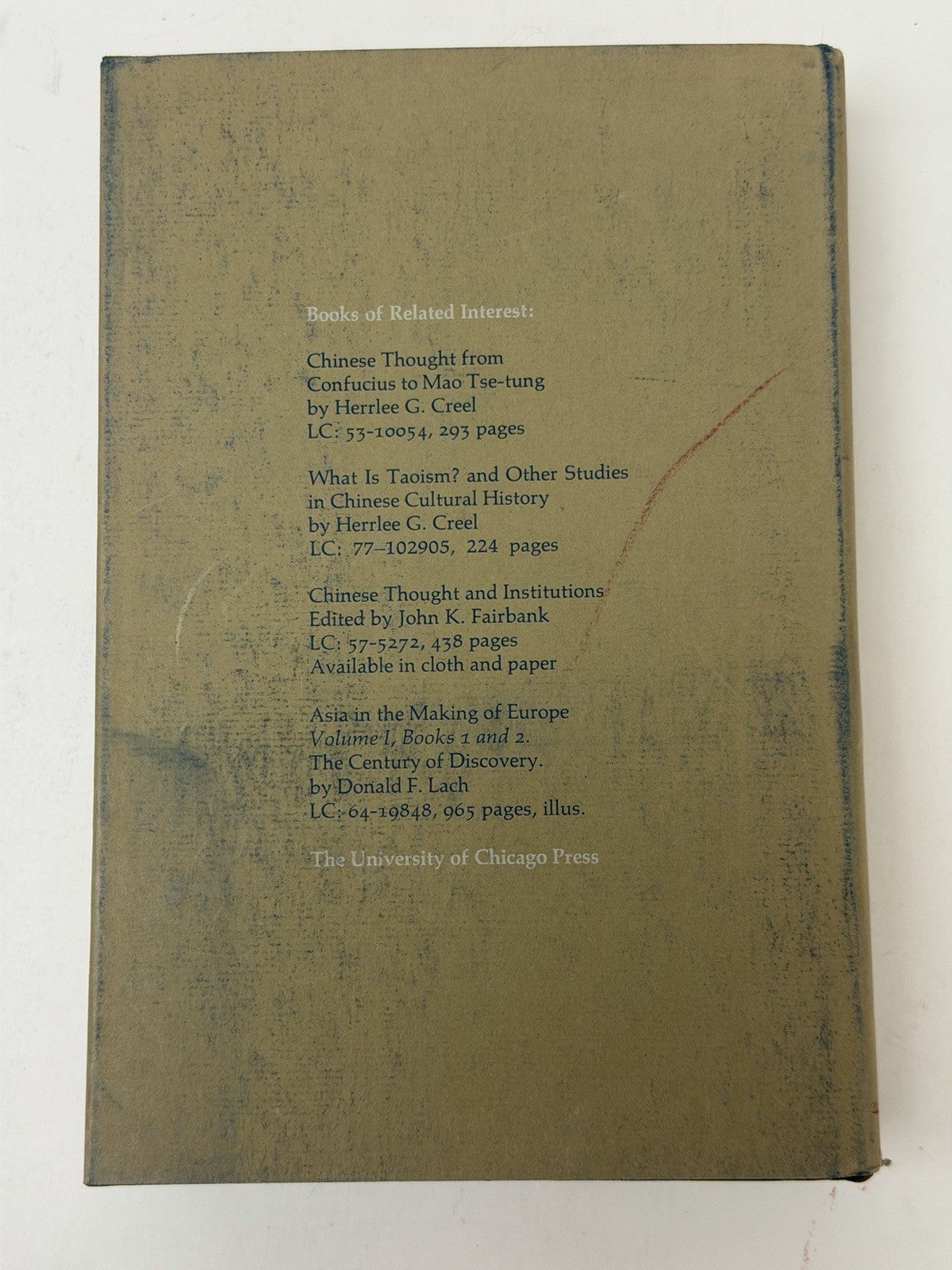 Origins of Statecraft in China Vol 1 Herrlee Creel 1970s Univ Chicago Press HC